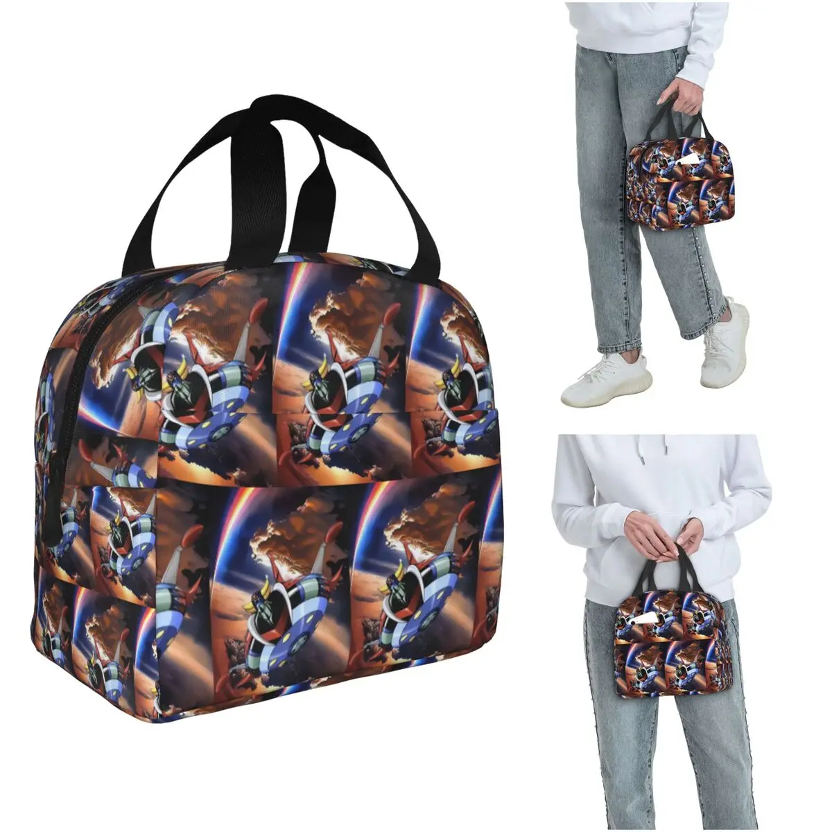 Goldrake Goldorak Anime Mazinger Z UFO Robot Grendizer Insulated Lunch Bag for Women Portable Food Boxes Thermal Lunch Box Tote