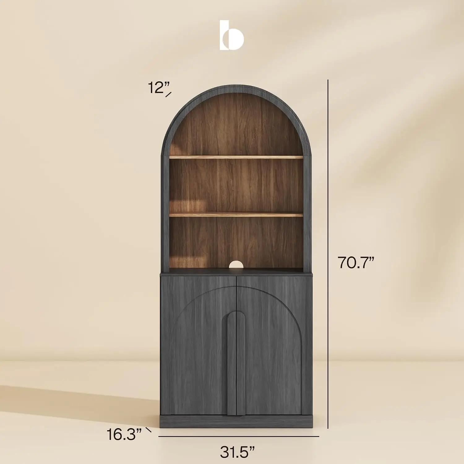 Arched Bookshelf Storage 71