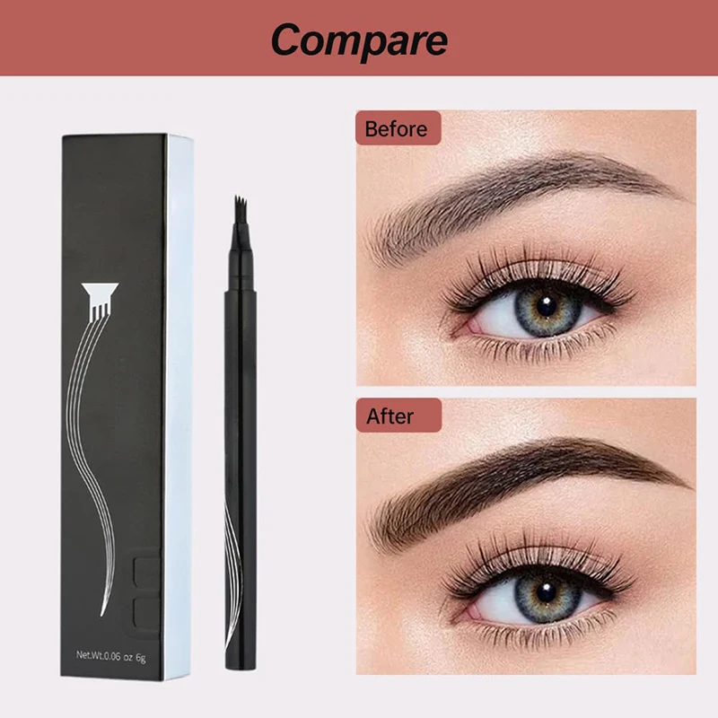 Microblading Eyebrow Tattoo Pen Waterproof 4 Fork Tip Long Lasting Professional Fine Sketch Enhance Stencil Eye Brows Pencil