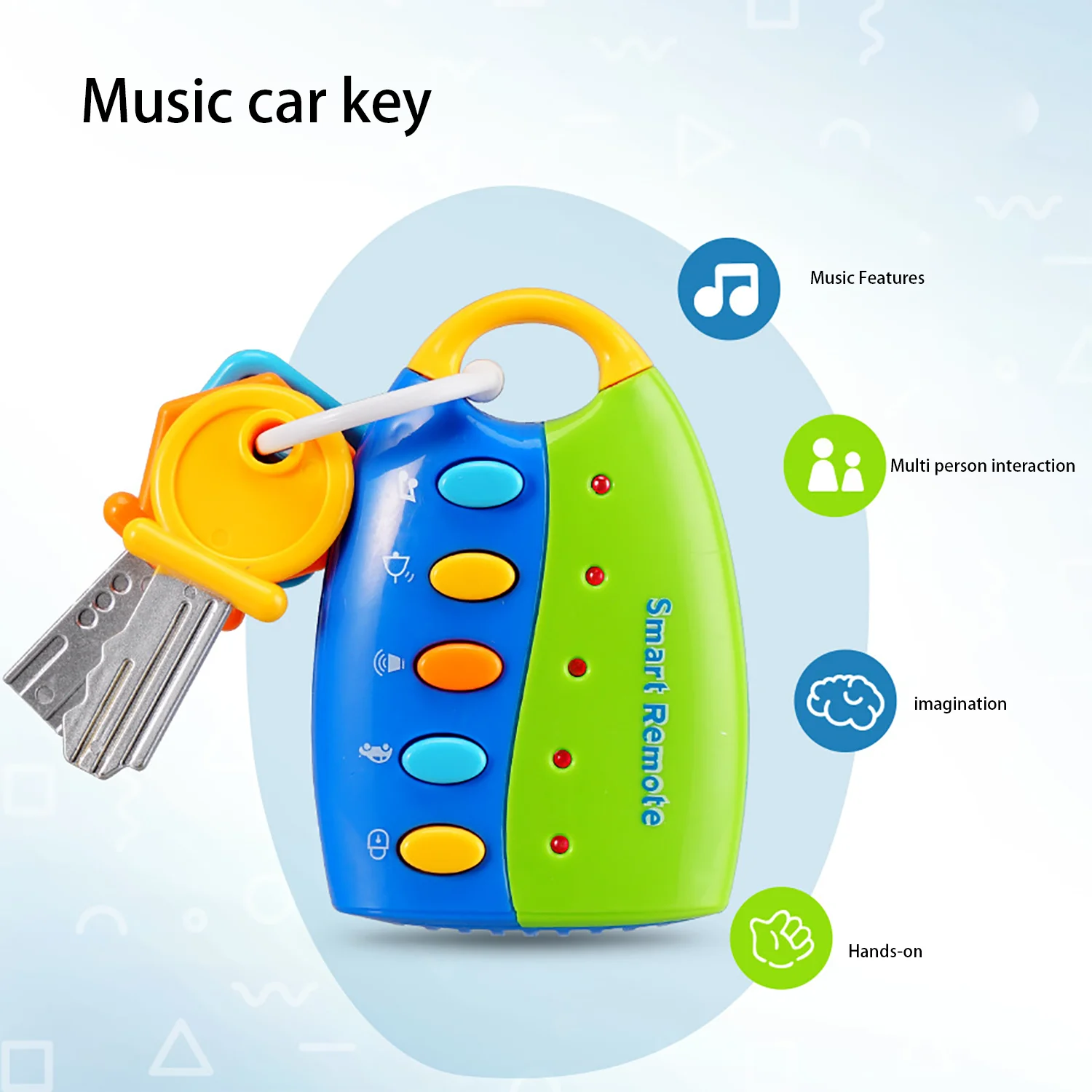 Children's remote control key toy simulates car sound, music, lighting, boys and girls' early education toys