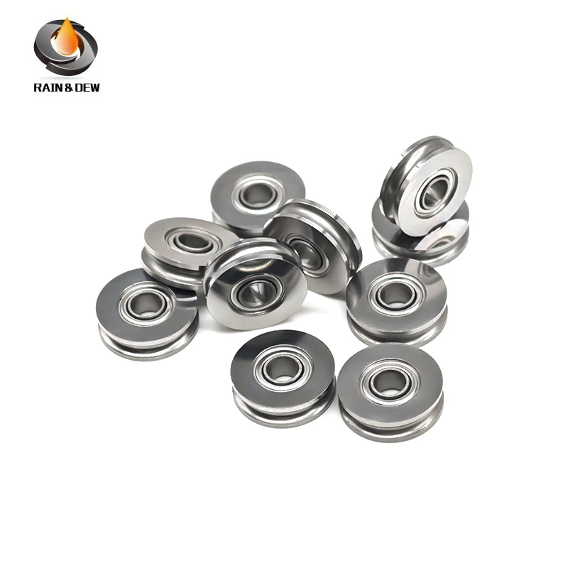 4PCS SU4-14ZZ 4x14x4 mm Roller Bearings SU4-14 Deep Groove Ball U-shaped Groove Wheel