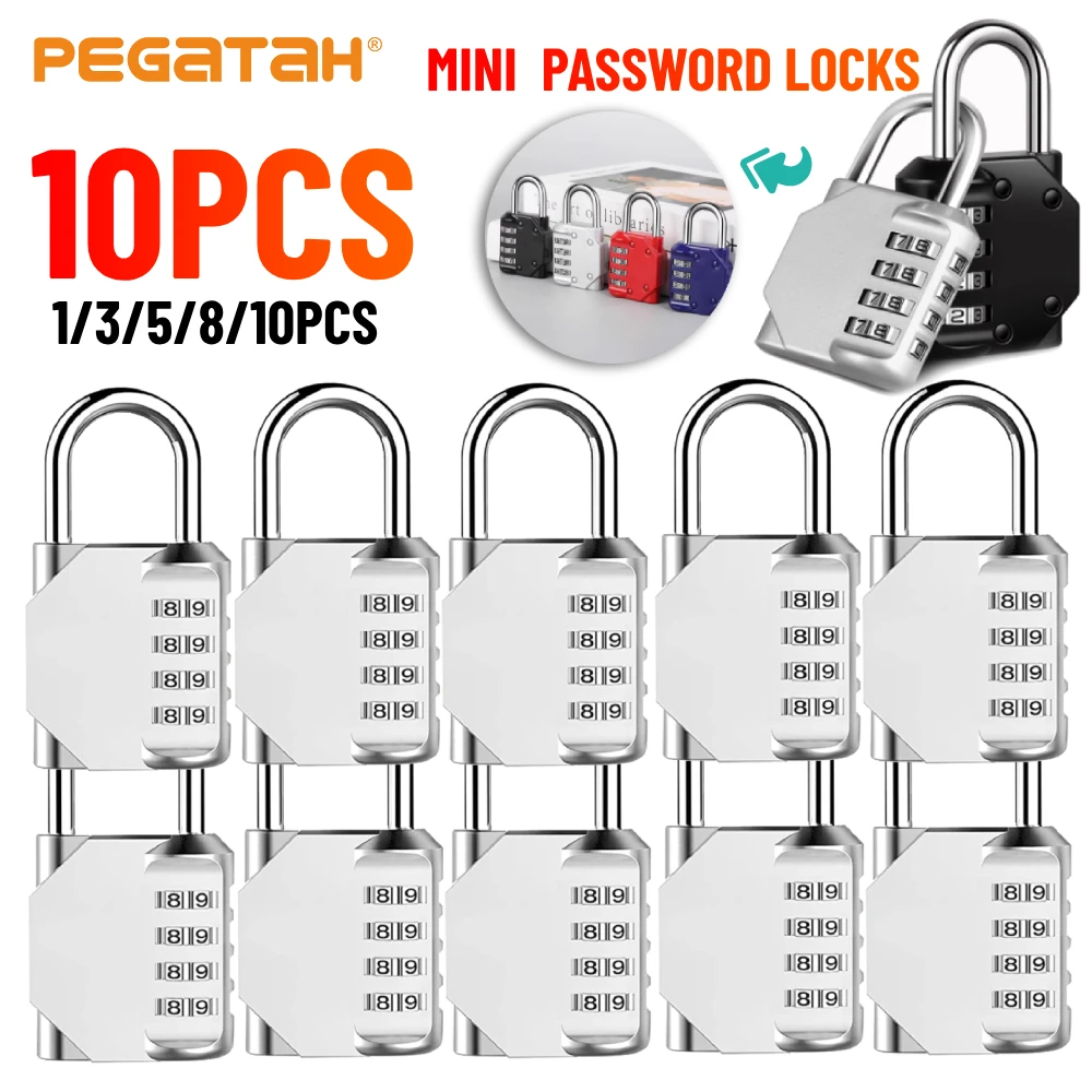 

1-10PCS Padlock Password Locks 4 Digit Mini Lock Number Password Waterproof Security Lock for Door Suitcase Bag Cabinet Window