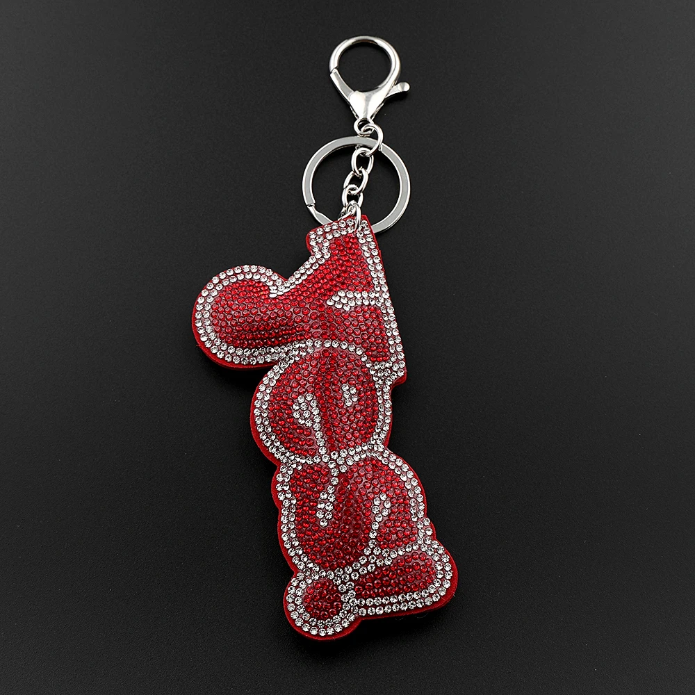 Bling Yes Buchstaben-Schlüsselanhänger für Frauen und Kinder, glitzernder roter Vollrhinestone-Taschenanhänger, lustiger Schlüsselhalter, Schmuckgeschenk – Detail 4