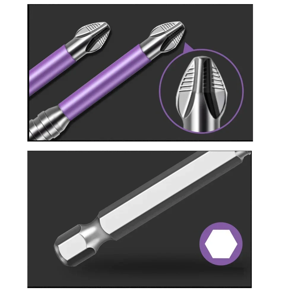 PH2 Magnetic Batch Head Magnetic Cross Screwdriver Enhanced Torque Absorption High Bit Hardness For Steel Plates