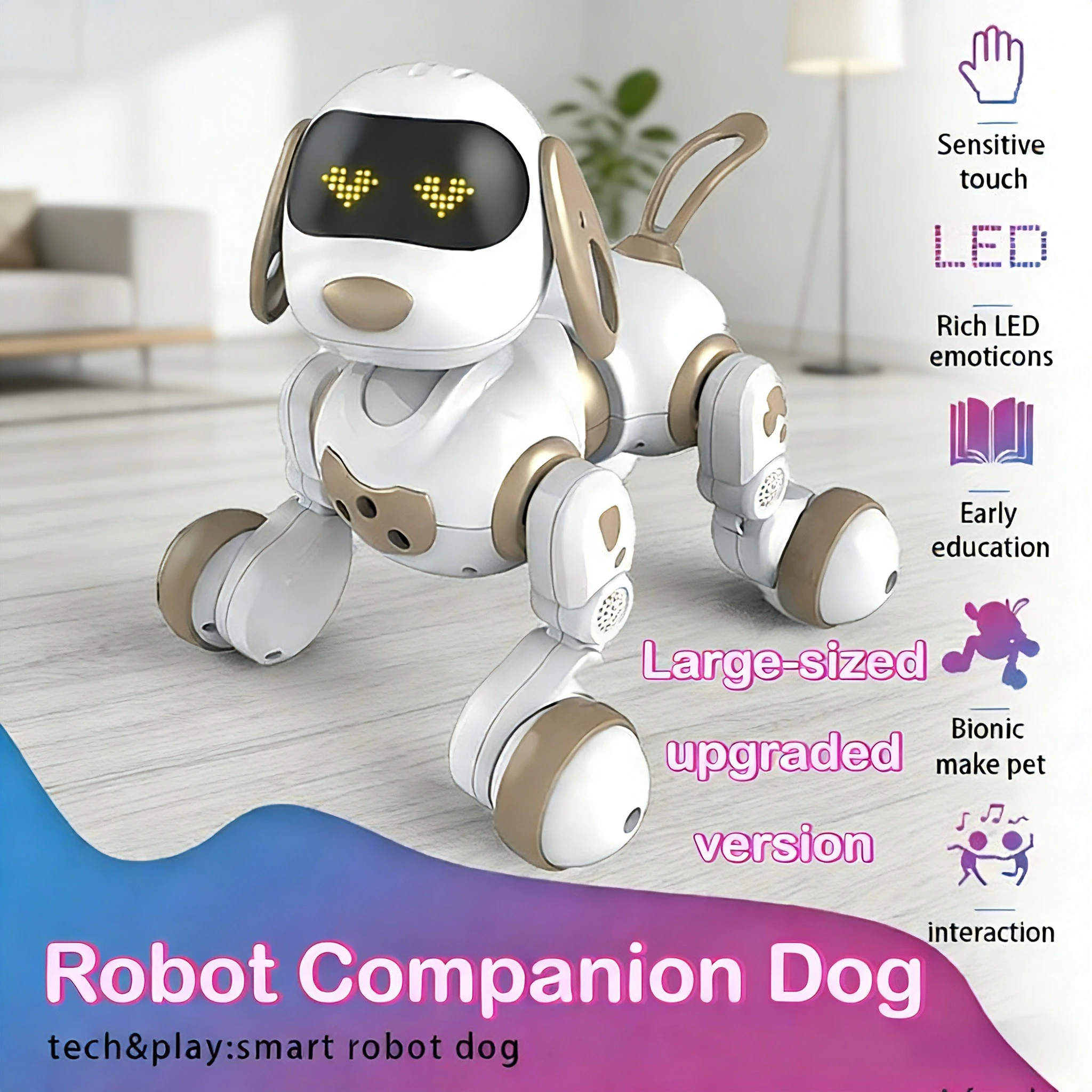 Leuke stuntrobothond, afstandsbediening met stemopdrachten, tactiele detectie voor muziek en liedjes, robotspeelgoedhond, cadeaus voor jongens en meisjes.