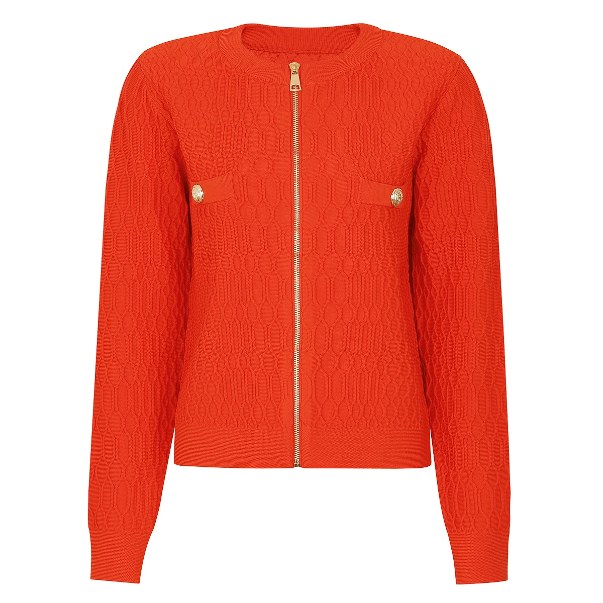 

High Quality Spring And Autumn New Women's Commuting Fashion Zipper Versatile Round Neck Long Sleeved Knitted Top Jacket