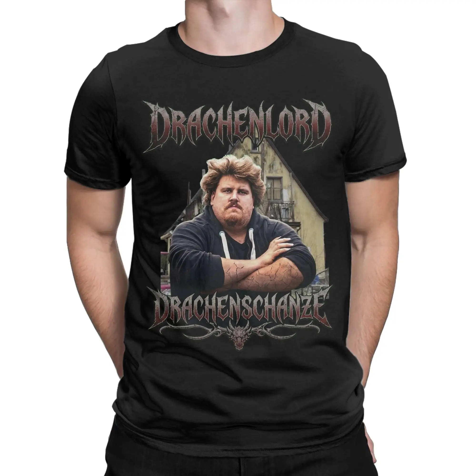 Novelty Dragon Lord Drachenlord  T-Shirt Men Crewneck Pure Cotton T Shirts  Short Sleeve Tees Plus Size Clothing