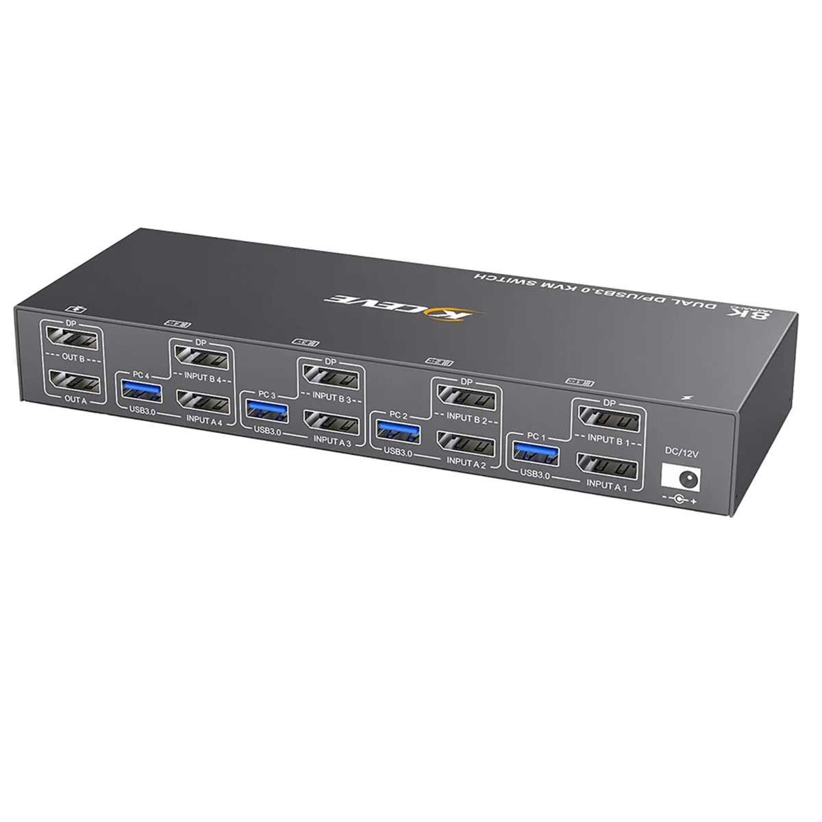 KCEVE KVM Switch 4 Komputer 2 Monitor Displayport USB 3.0 KVM Switcher Mendukung 4K @ 60Hz DP Port KVM Switch EU PLUGJADD