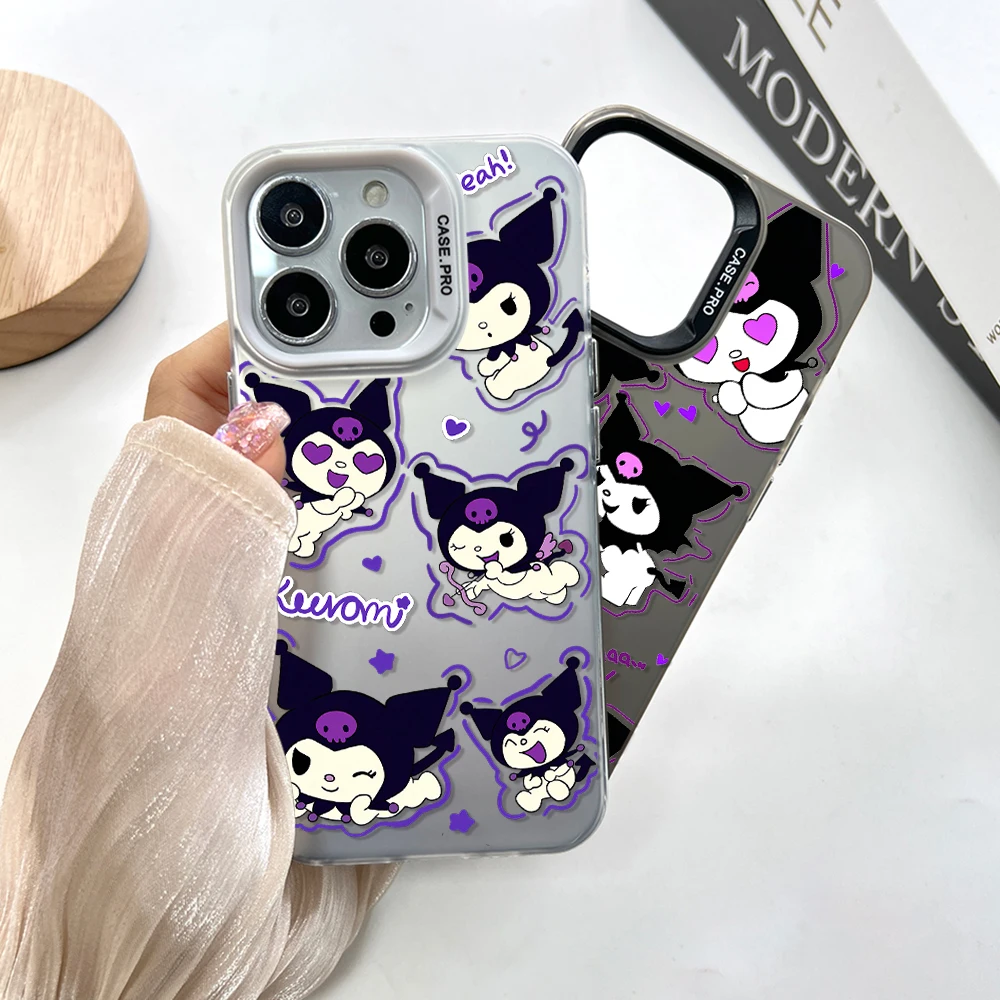 Sevimli mor IPhone mi telefon kılıfı için IPhone 13 12 11 15 14 Pro Max artı Lens yaratıcı sınır gümüş kaplama içinde sert TPU kapak