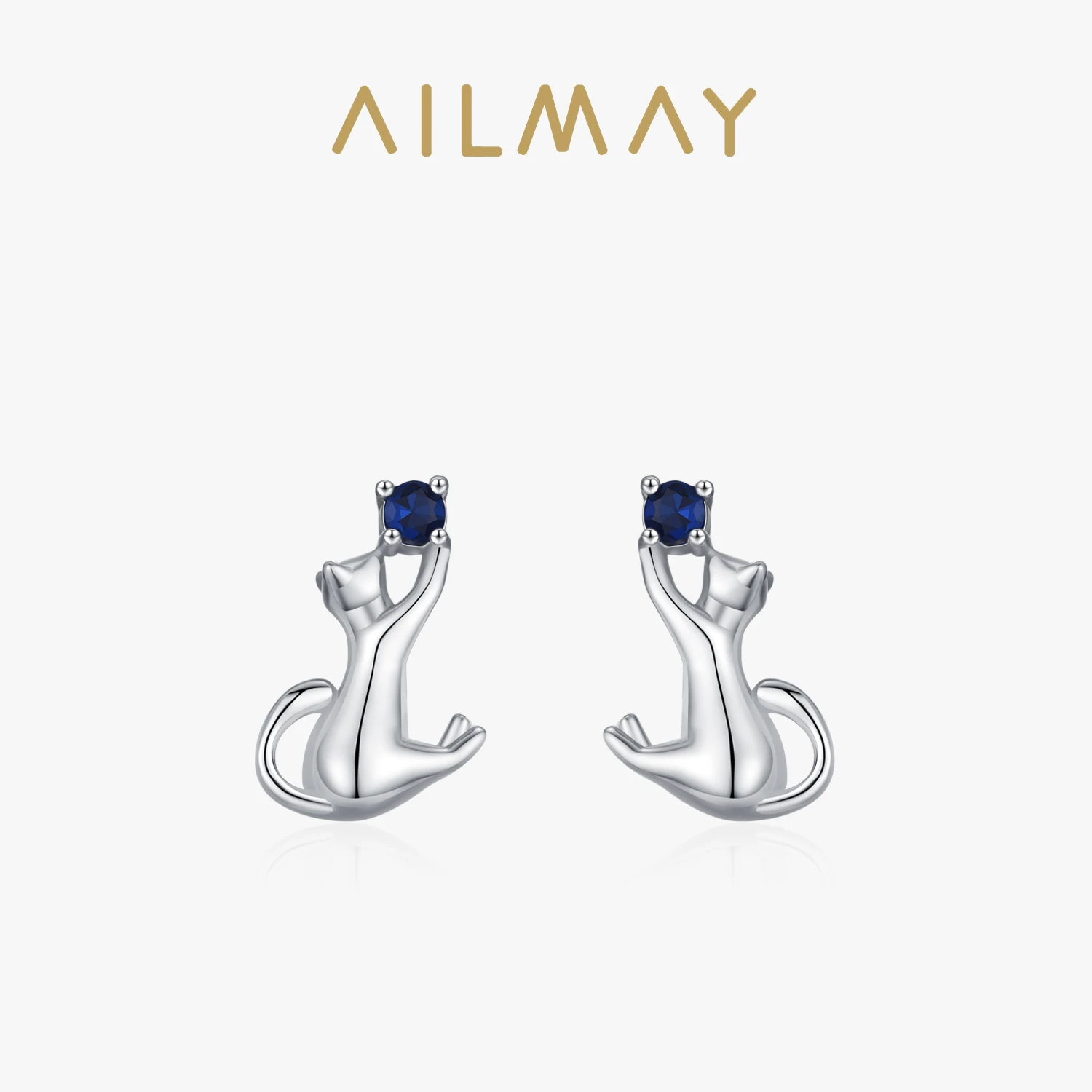 

Ailmay 925 Sterling Silver Unique Cat Designed Stud Earrings for Women Cute Pet Funny Daily Wearable Jewelry