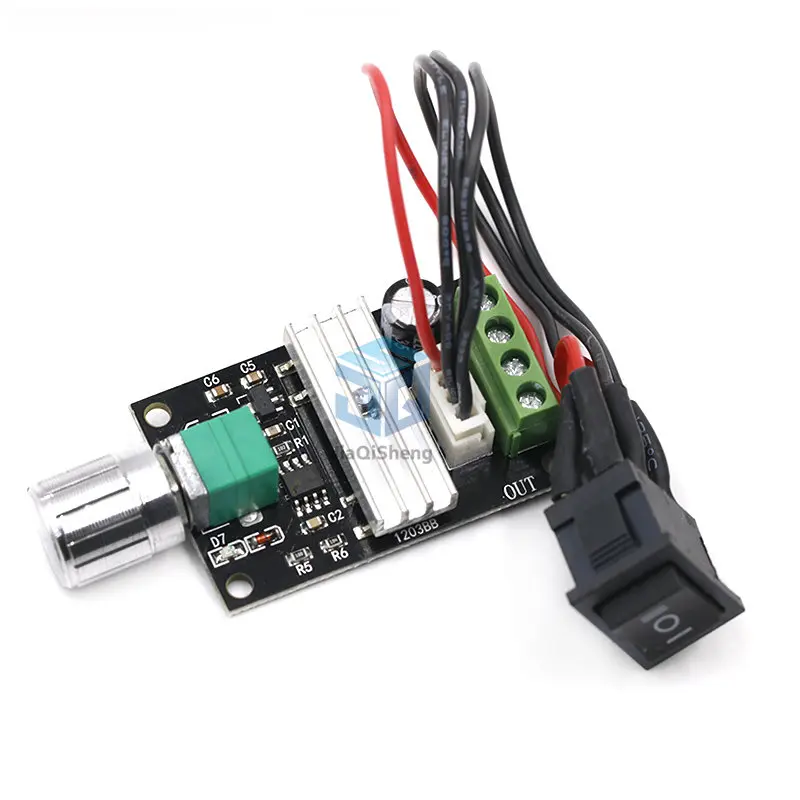 DC 6V 12V 24V 28VDC 3A 80W PWM Motor Speed Controller Regulator Adjustable Variable Speed Control Potentiometer On/Off Switch