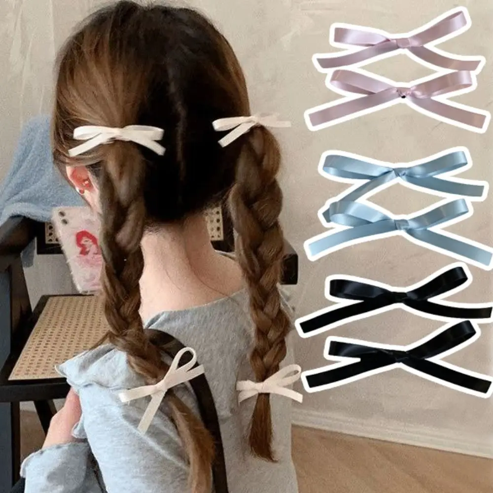 1PC Sweet Bowknot Hair Clips New Hair Accessories Cute Bow Hairpin Headwear Ballet Ribbon Bang Clip Girls