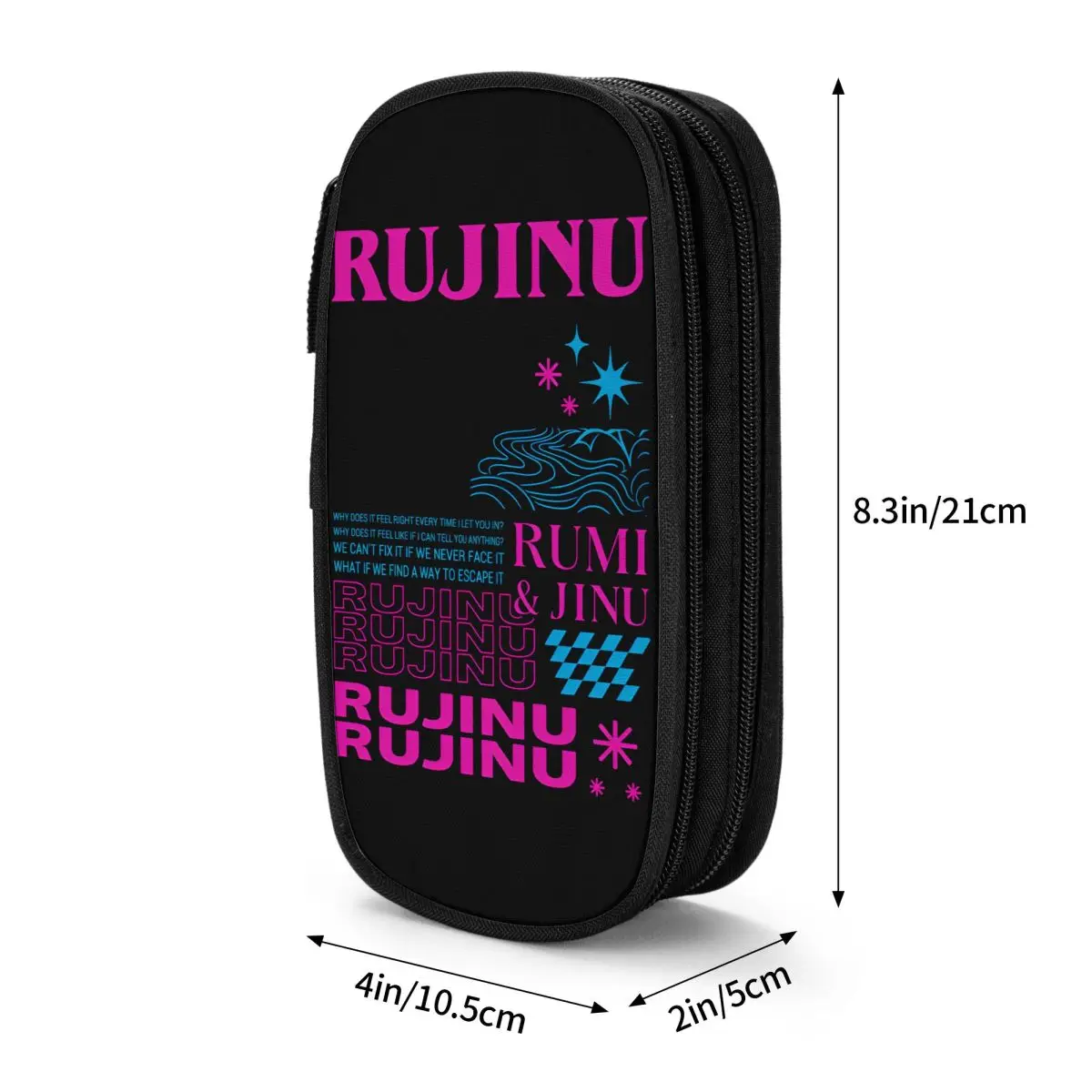 Kpop شيطان الصيادين الرسوم المتحركة مقلمة Huntrix Saja Boys طبقة مزدوجة صندوق القلم خمر كلية مدرسة مقلمة لوازم #2