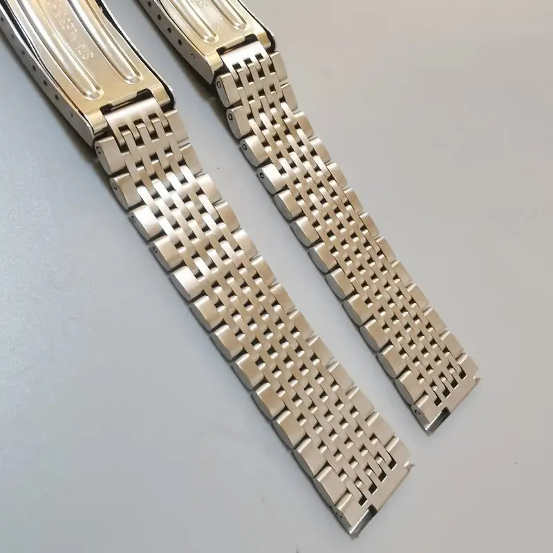 18mm 20mm 22mm 316L Stainless Steel Bead of Rice Straight End Silver Nine Beads Watch Strap Band Bracelet Fit for OMG Watches