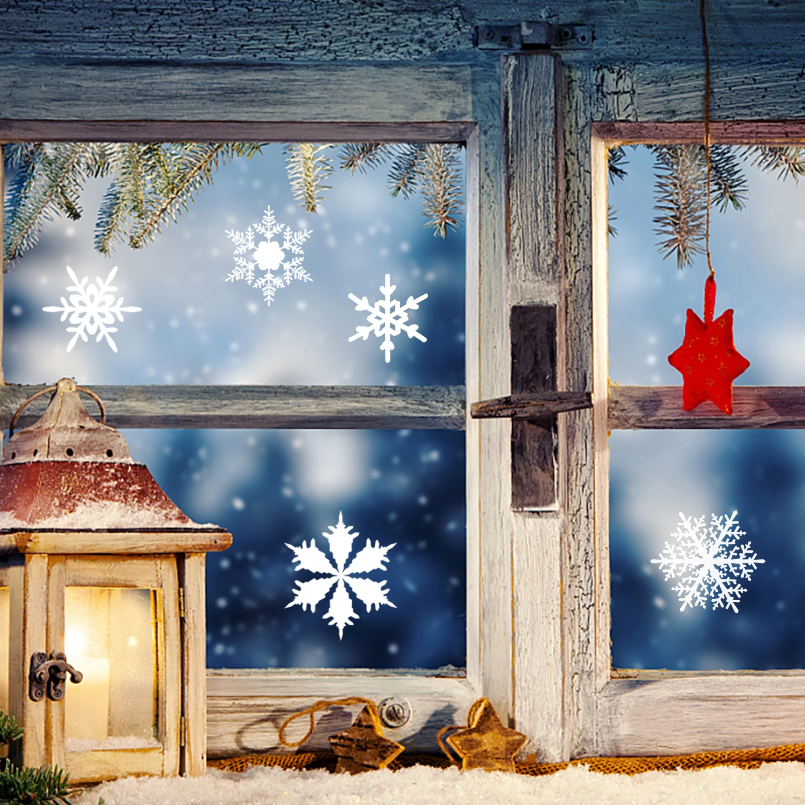 

6 Sheets Christmas Decoration Snowflake Static Sticker Flakes Decorating Holiday Window Clings Stickers Winter Wall White