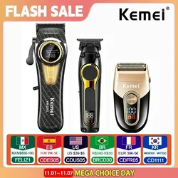 Kemei Hair Clippers Kit Professional DLC Blade Electric Trimmer Men Barber Cordless Shaver KM-2242 KM-2351 KM-3209 Hair Clippers