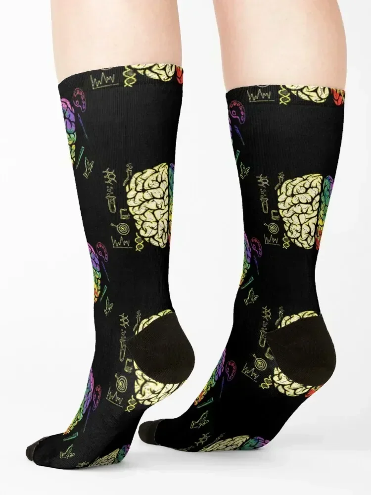 Brain Neurology Hemispheres Analytical Creative Socks Novelties cotton Soccer Sports Men's Socks Luxury Women's