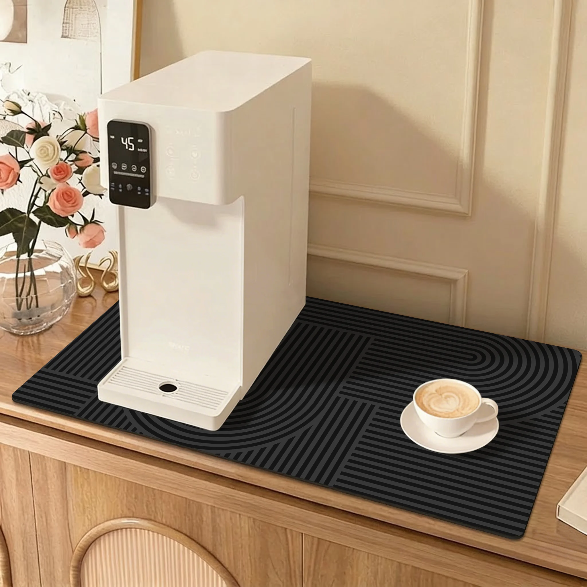 Simple striped diatomaceous earth table mat home coffee mat tableware mat tabletop absorbent mat non-slip mat