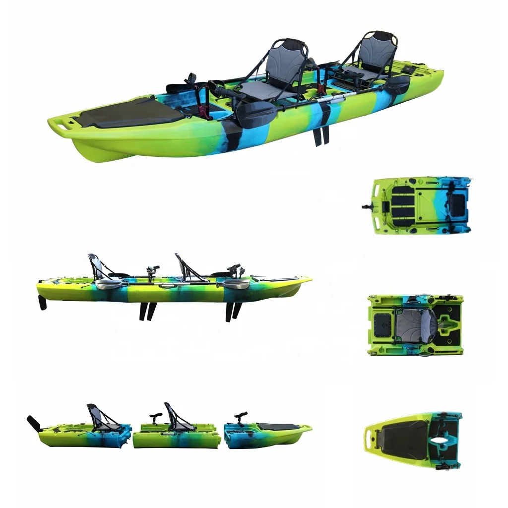 

Hot Sale Tandem 2Person 14FT 3 Section Detachable Fishing Pedal Kayak with Pedal Drive Lldpe Plastic Sturdy and Durable
