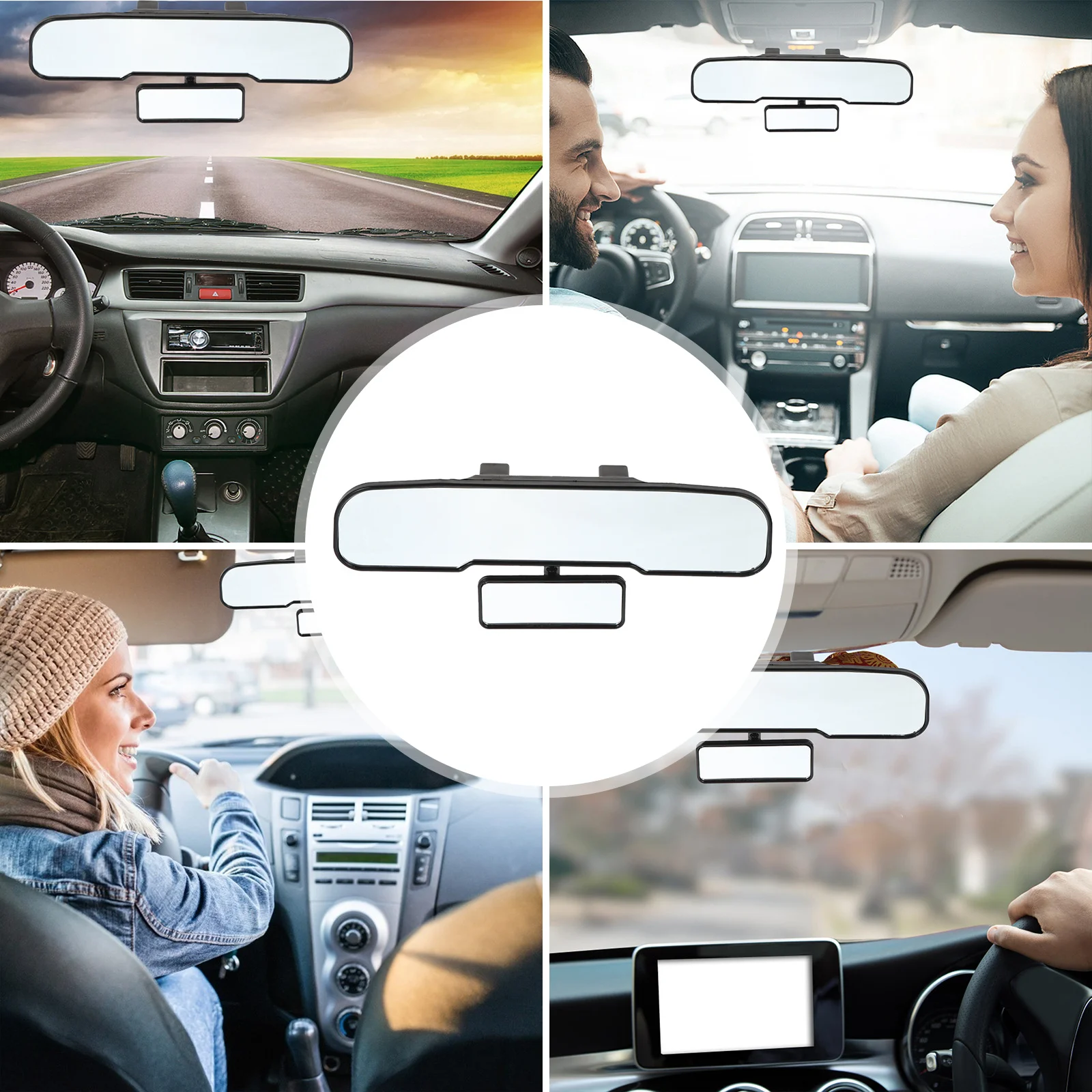

Car Rear View Mirror Auto Interior Mirror Non-Distorted Clear Vision Long-Lasting Design Back Seat Monitoring Easy Install Car