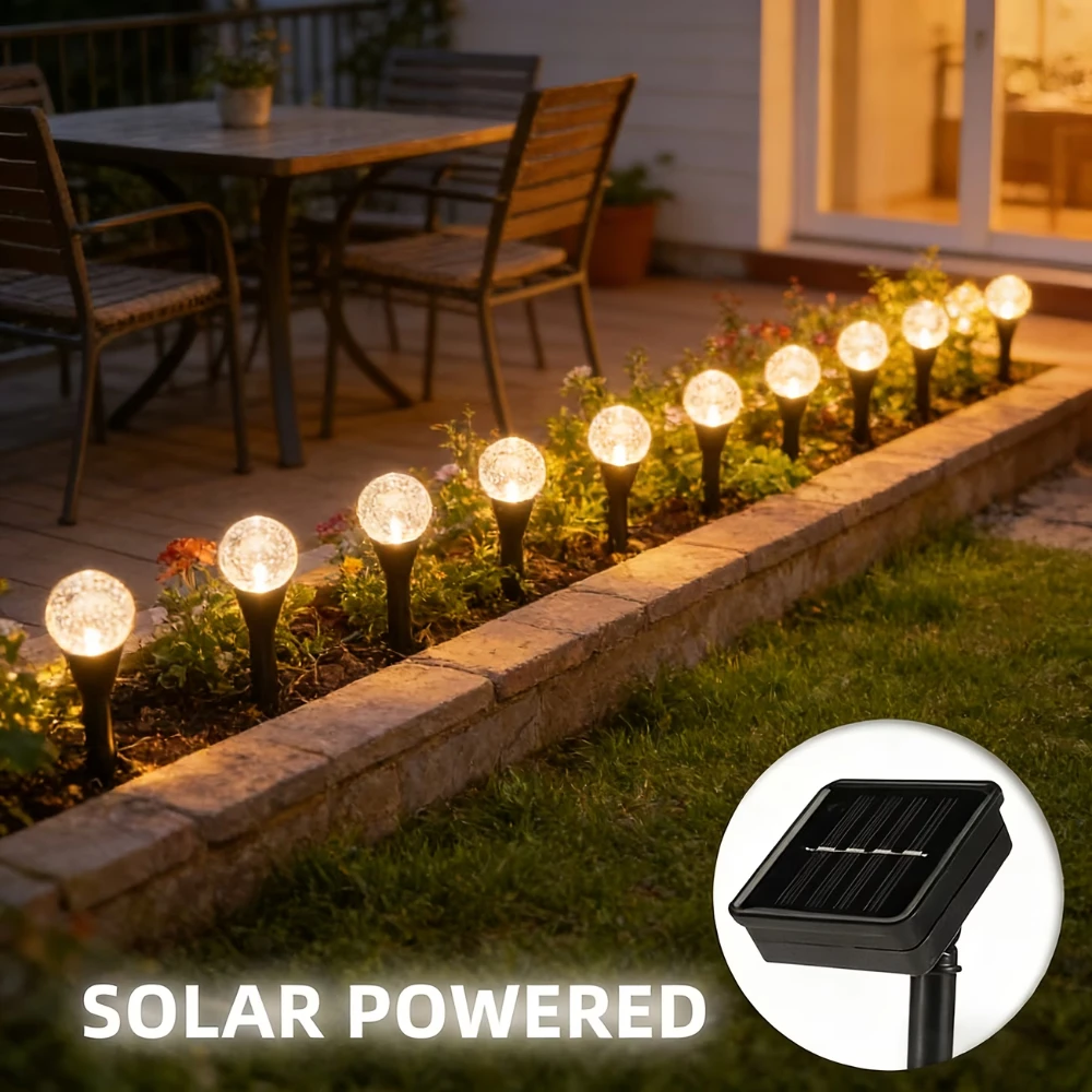 

30/20 LEDS Solar Bubble Ball Lawn Stake Lights Outdoor Waterproof Decorative Mood Lights Path String Lights With Ground Stakes