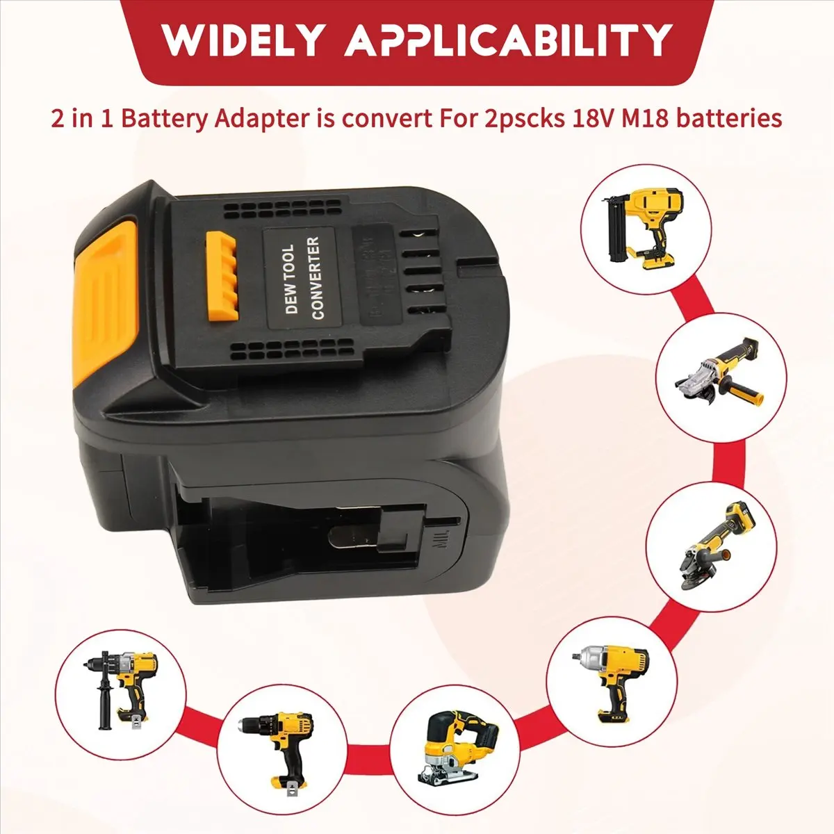 A73P 2 in 1 Battery Adapter Convert for 18V Battery(2) Work for 20V Cordless Power Tool At the Same