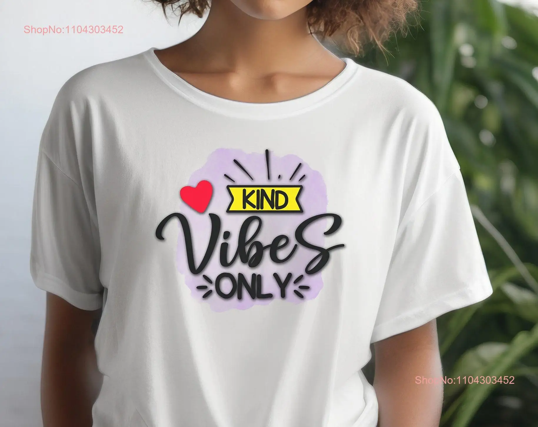 Kind Vibes Only T Shirt Kindness for Her Positive Quote Uplifting Attitude Teacher Cotton long or short sleeves