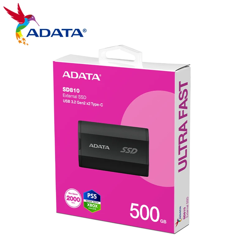 ADATA SD810 SSD NVMe Speed up to 2000MB/s TYPE-C USB 3.2 GEN2 Portable Solid State Disk Black External SSD IP68 Portection PSSD