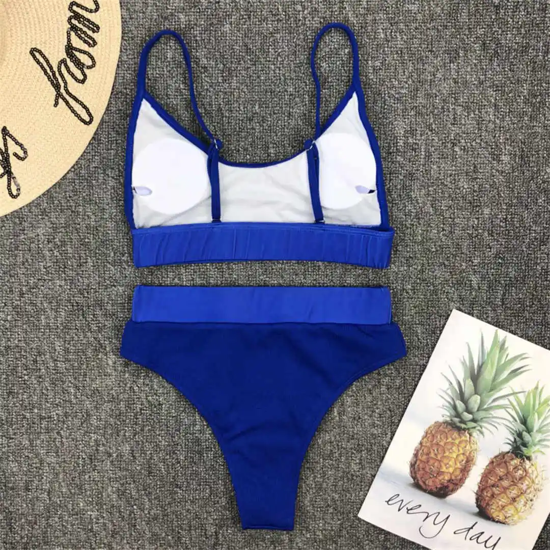 S - XL Sexy Damen-Badeanzug, High-Waist-Bikini, zweiteiliger Bikini-Set, gerippter Badeanzug, Damen-Badebekleidung V2375 – Detail 25