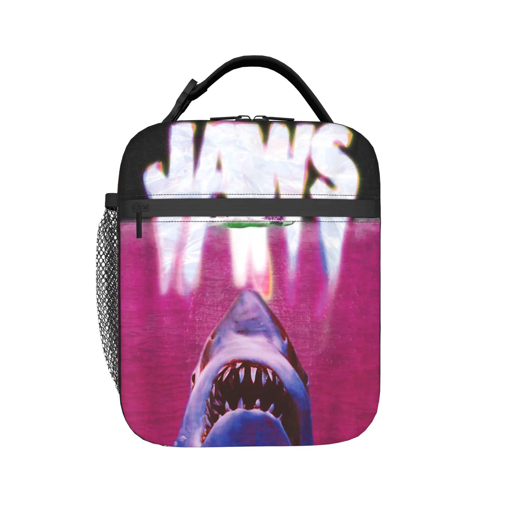 Jaws 50th Anniversary Poster Lunch Bag For Women  Print School Lunch Box Casual Portable Oxford Cooler Bag