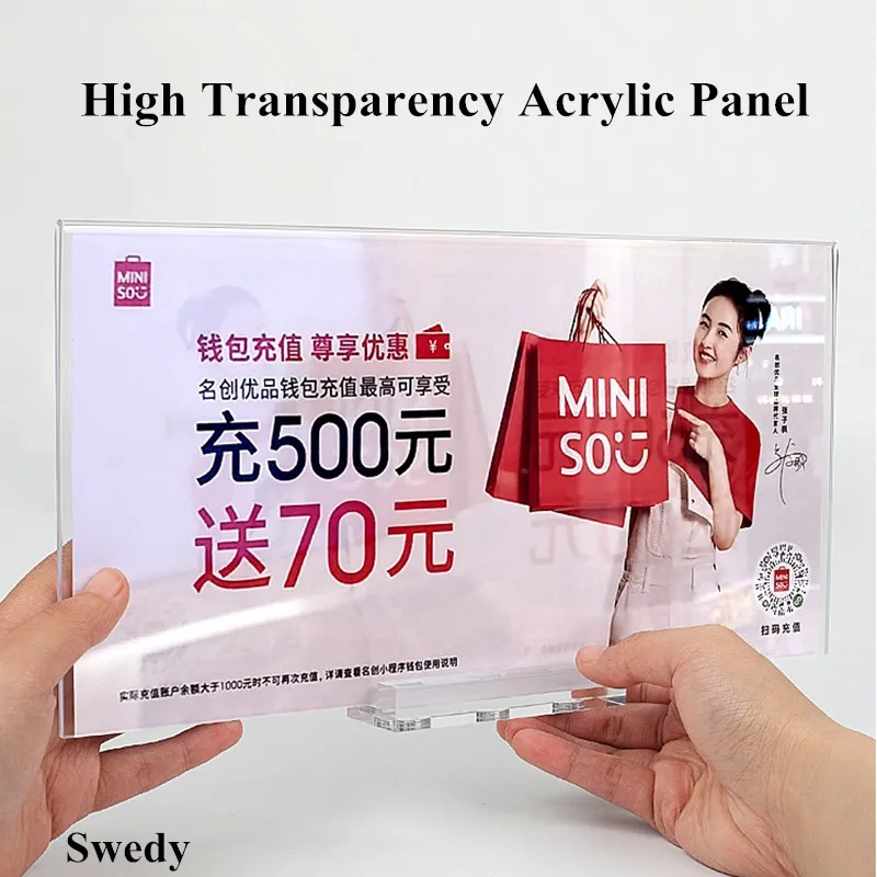 A4 210X297MM Double Side Magnetic Acrylic Sign Holder Display Stand Shelf Promotion Price Board Pop Advertising Poster Frame