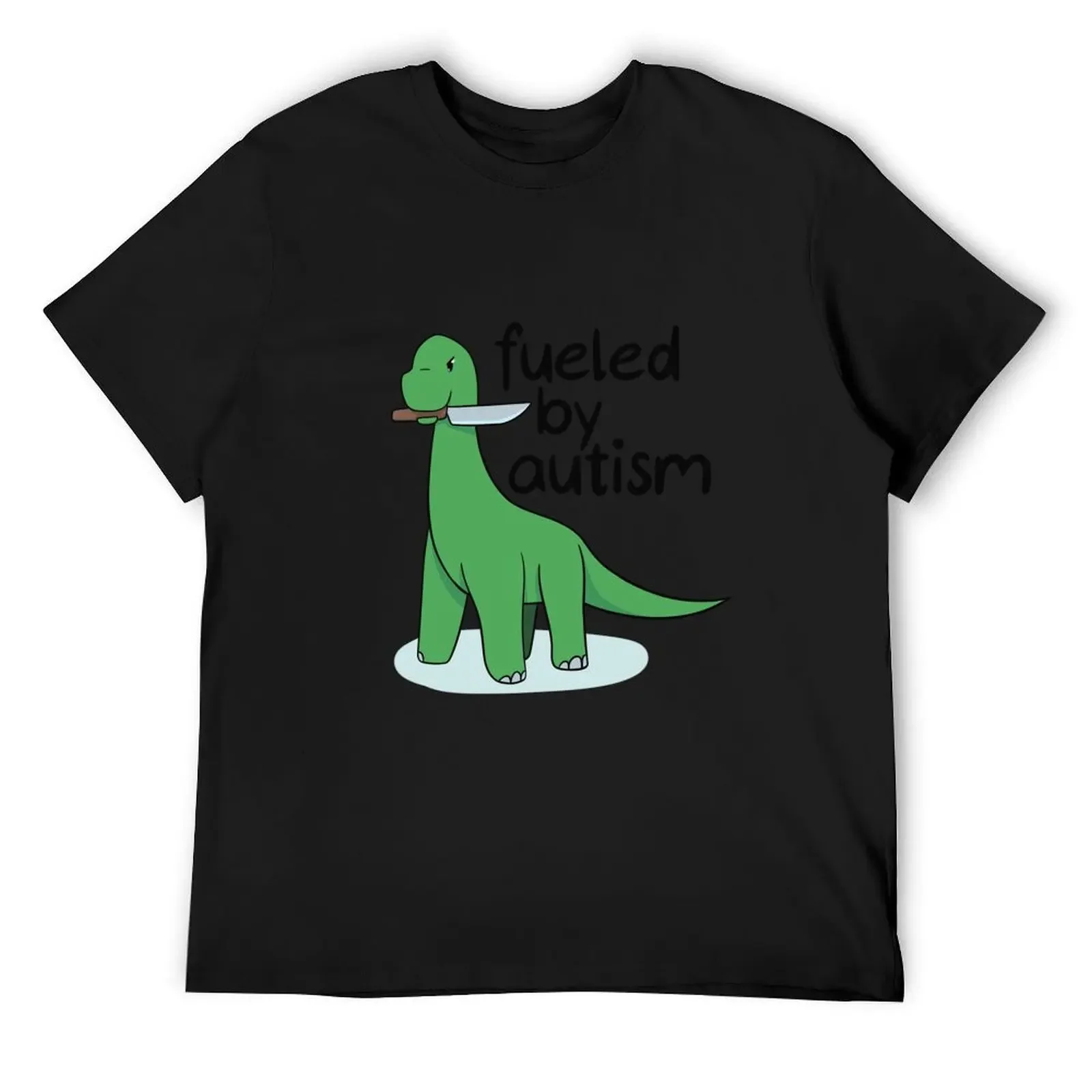 

Футболка Fueled by autism Dino, футболка с рисунком аниме, одежда больших размеров, футболка большого размера, мужские высокие футболки