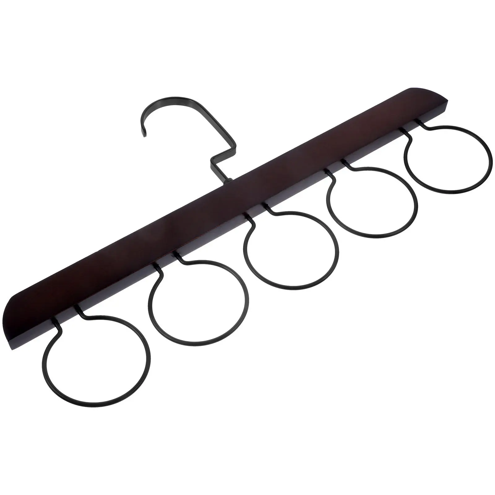 5 Wood Tie Rack for Neckties Scarves Belts Shawls Pashminas Organizer Compact Closet Storage Solution Retro Finish