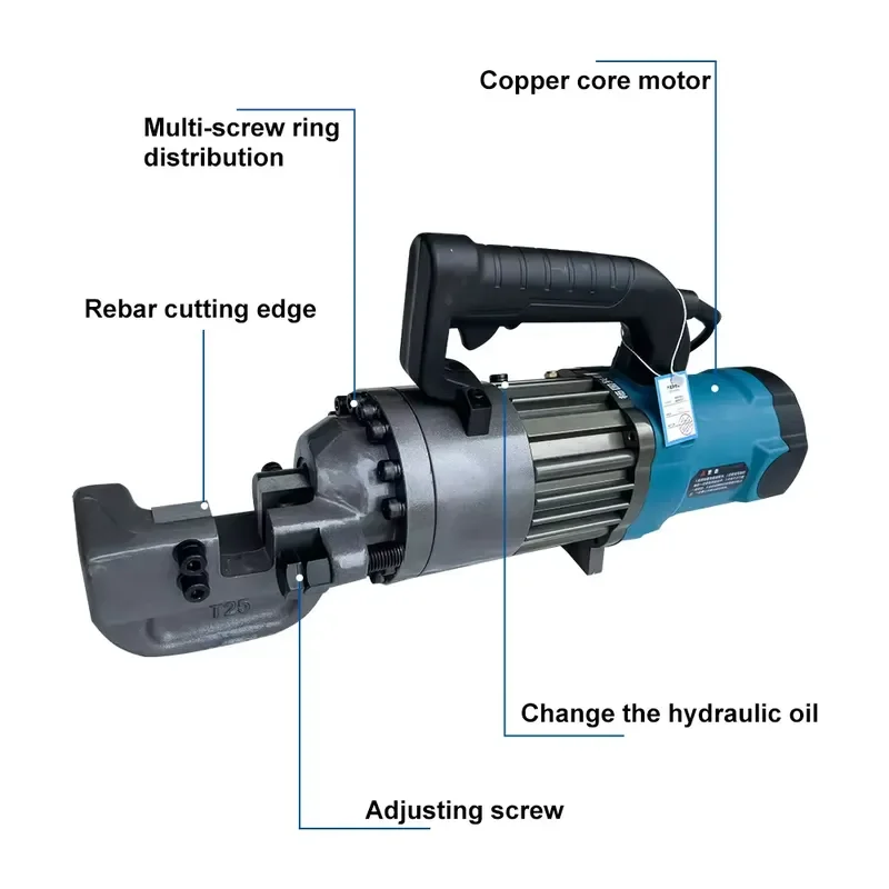 Industrial Hydraulic Portable Rebar Cutting Machine 4-32mm Capacity Handheld Steel Bar Cutter for Building