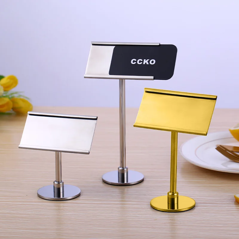 Stainless Steel Sign Holder Stand Ticket Metal Frame Tabletop Place Card Food Menu Jewelry Clothes Price Tag Label Display Rack