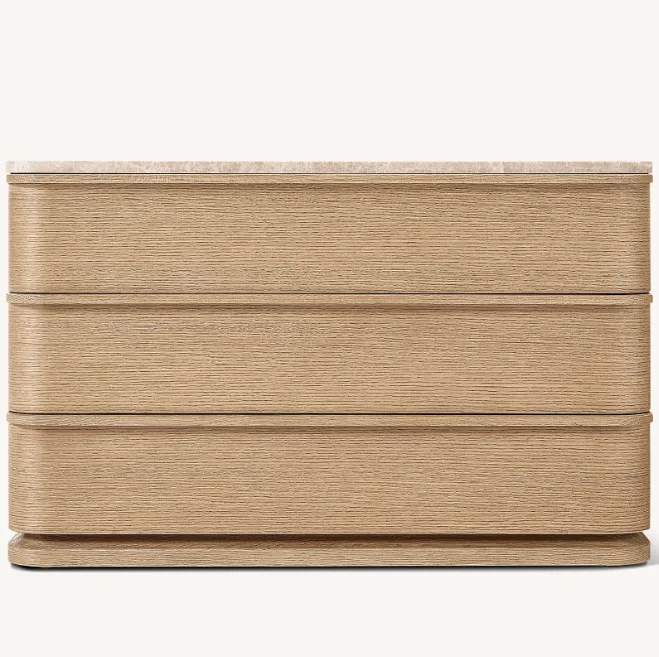 

#Luxury American Style Stone Top Bedside Table Oak Wood Marble Top Closed Nightstand