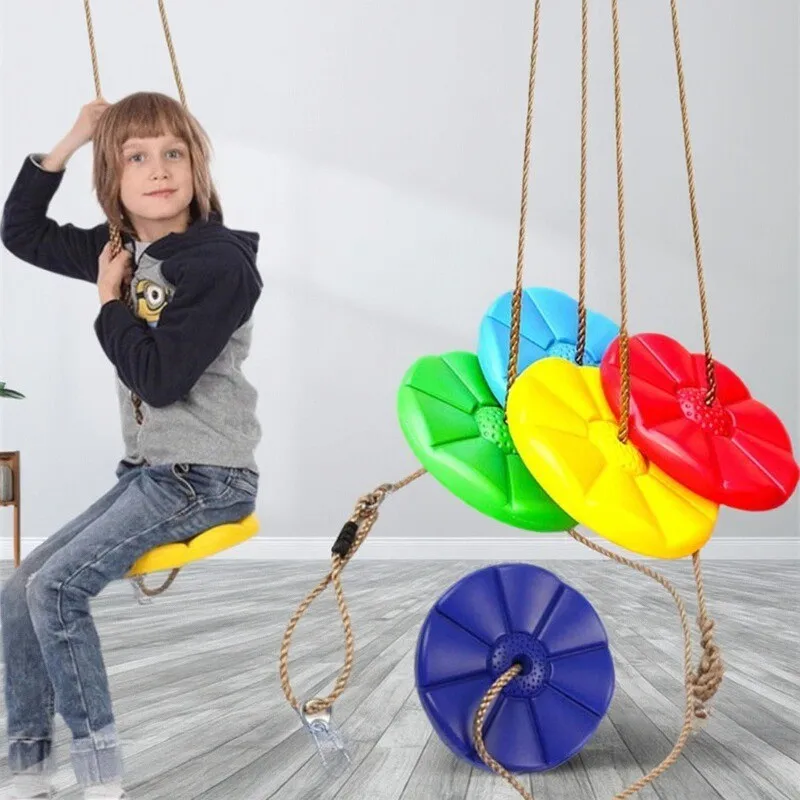 لعبة رياضية للأطفال أرجوحة قرصية للأطفال للرياضات الداخلية والخارجية سميكة مثمنة بتلات أرجوحة معلقة كرسي متأرجح