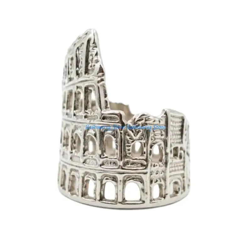 573B Historical Roman Colosseums Themed Stackable Ring Accessories Distinctive Jewelry Decoration For Men And Women