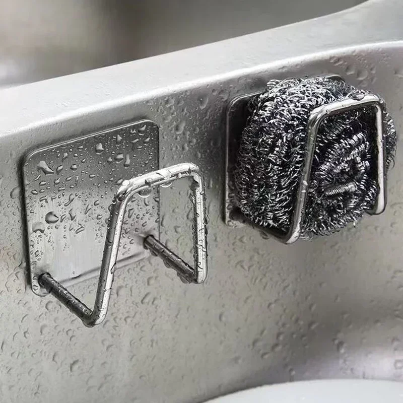 1 قطعة حامل إسفنجة من الفولاذ المقاوم للصدأ رف للحوض جدار جبل التخزين المنظم يبقي الإسفنج الغسيل جاف مع كوب الشفط