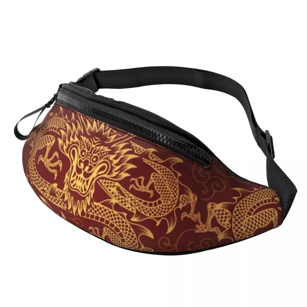 Sac banane à motif de dragon japonais rouge pour hommes et femmes, sac de taille à bandoulière, mode asiatique, art financier, voyage, téléphone, poudres d'argent