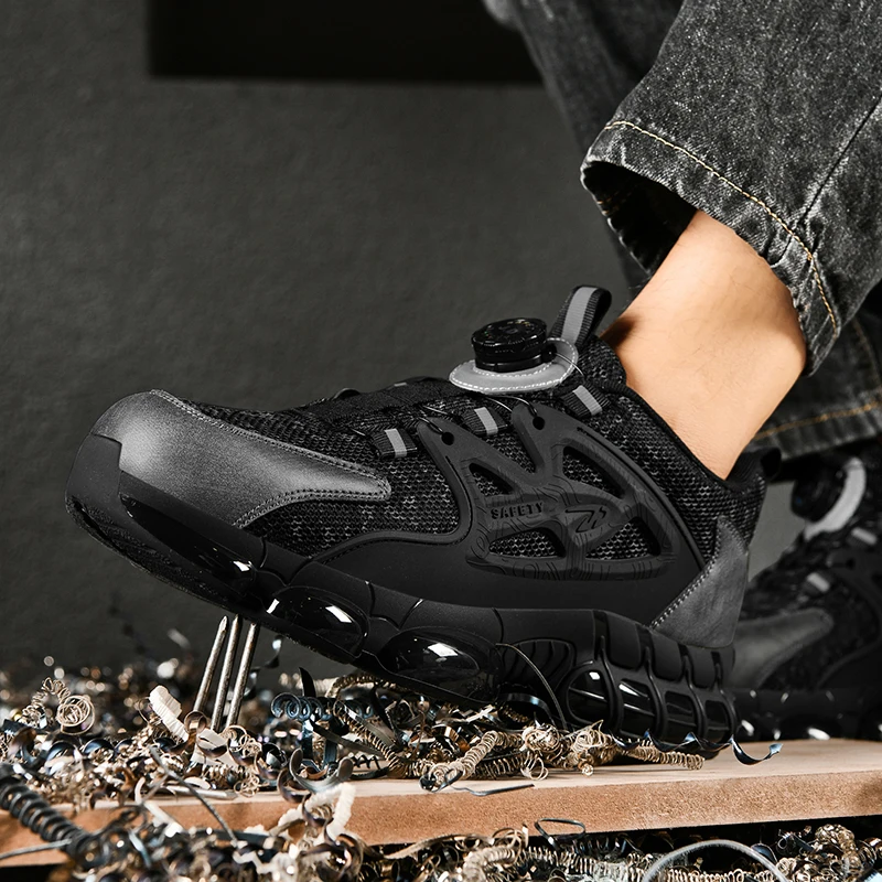 الدورية زر جديد أحذية أمان الرجال مكافحة سحق مكافحة ثقب أحذية عمل موضة الرجال أحذية رياضية الأمن أحذية واقية الرجال ث