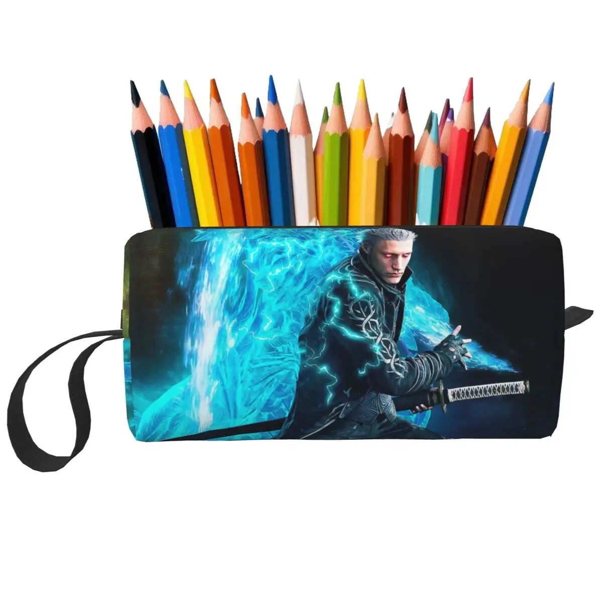 

Vergil From The Devil May Cry Series Пенал для мальчиков и девочек Школьная коробка для ручек Сумка-карандаш Канцелярские принадлежности Женская косметичка