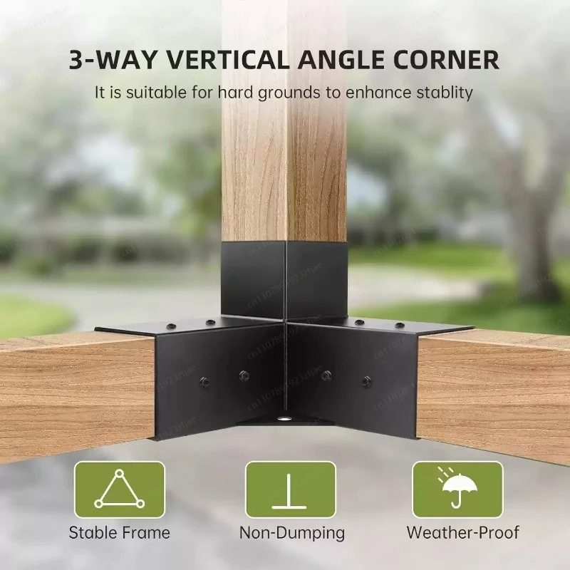 Wooden Structure 3-Way Right Angle Connector, Hardware for Gazebo and Cabin Rear Seat Kit