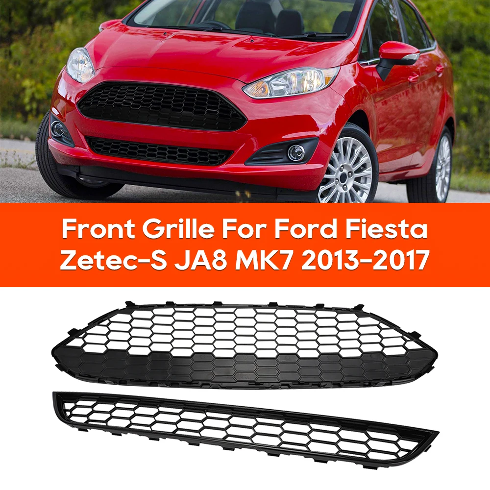 

For Ford Fiesta Zetec-S JA8 MK7 2013-2017 Car Front Bumper Centre Grille Design Modified Upper Grille Front Racing Grills Sporty