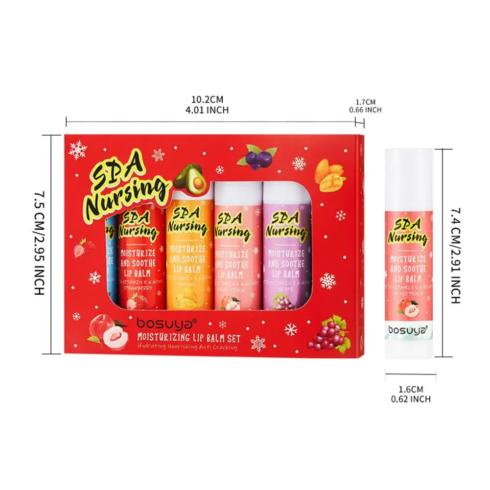6 قطعة بلسم الشفاه أحمر الشفاه ماكياج الجمال ترطيب بلسم الشفاه ترطيب عميق الشفاه مرطب هدية الكريسماس صندوق