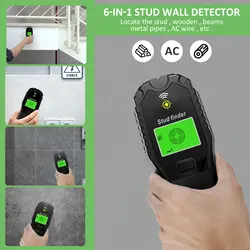 6 in 1 Metal Detector Wall Scanner w Audio Alarm for AC Live Cable Wires Metal Wood Stud Find Handheld Electric Wall Finder