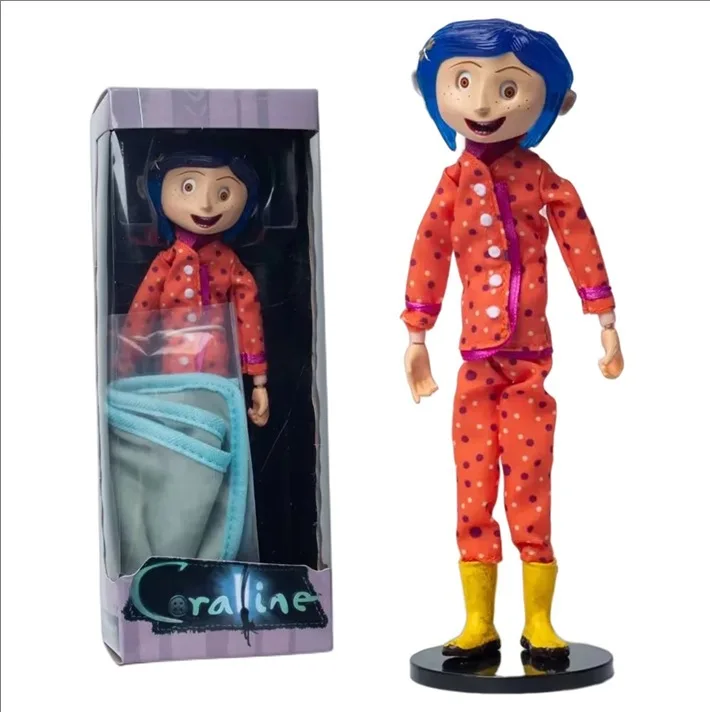 NECA Anime Coraline Doll articolato Anime Figure maglione impermeabile In camicia a righe giocattolo LA ragazza decorazione modello regali di compleanno