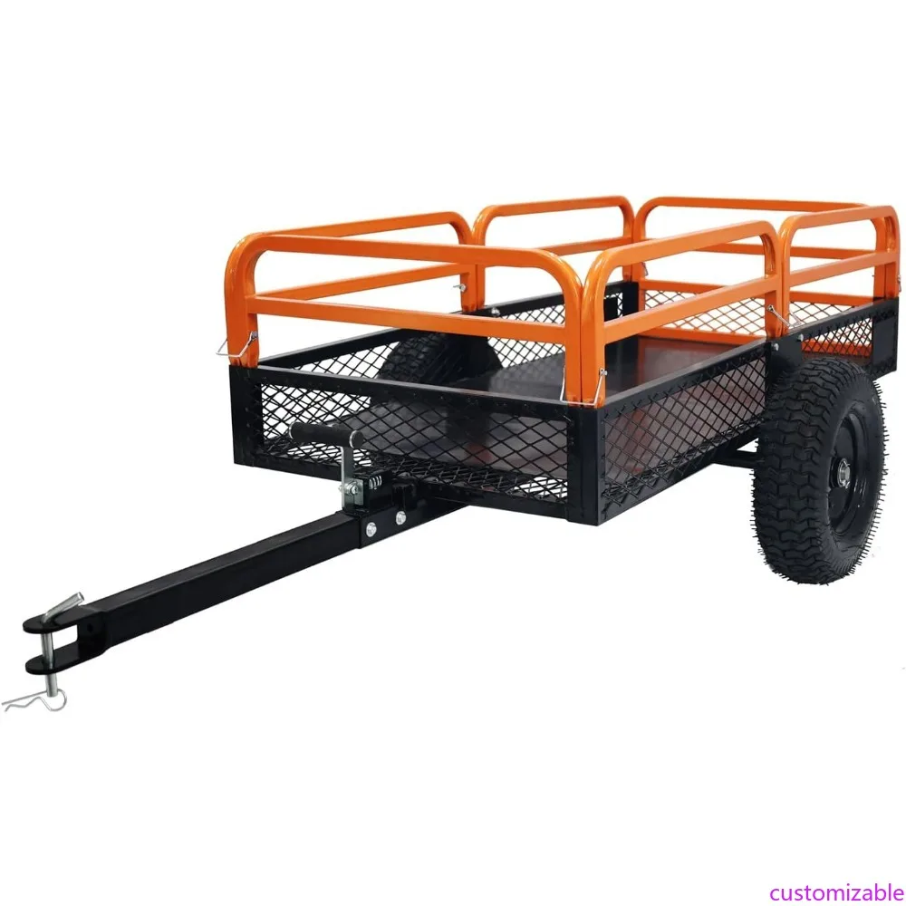 

Heavy-Duty 1500-Pound Capacity Steel Dump Cart, 15 Cubic Feet Utility Trailer for Yard and Garden Use