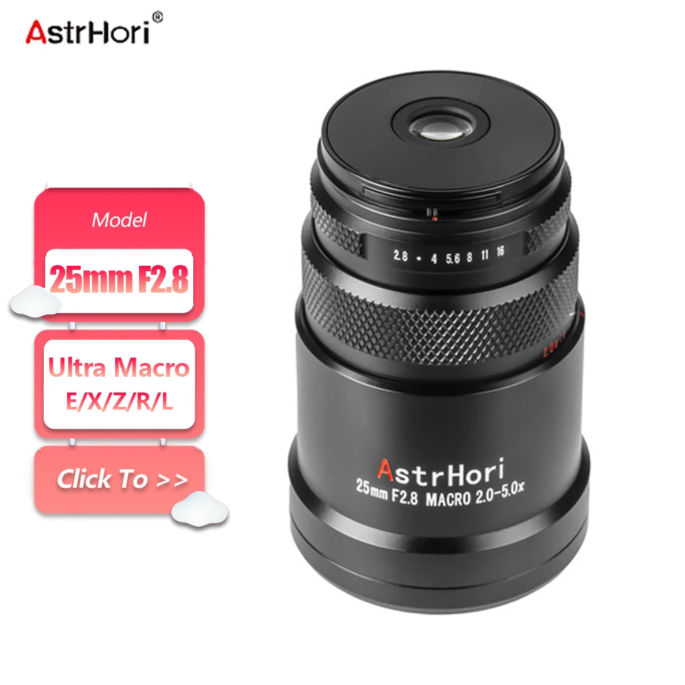 

AstrHori 25mm F2.8 2X-5X Ultra Macro Full Frame Camera Lens for Insect Photography with Sony E Nikon Z Fujifilm XF Canon RF L