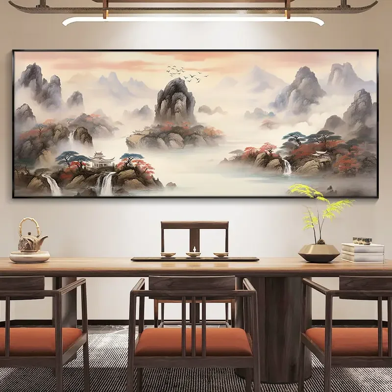 DIY 5D Diamond Painting Kit Chinese Art Ink Wash Landscape Diamond Cross Stitch Living Room Office Home Decor Friend Gift